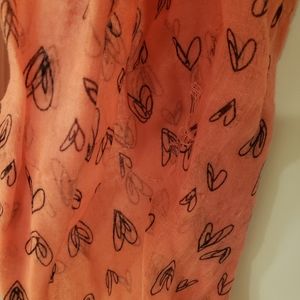 Orange drawn graphic heart print scarf